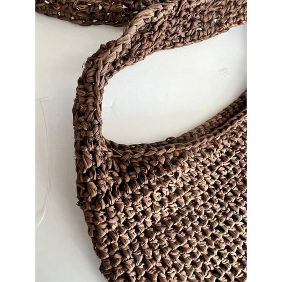 Kaminski Australia Brown Flat Sac Raffia Crossbody Purse - Picture 7 of 8